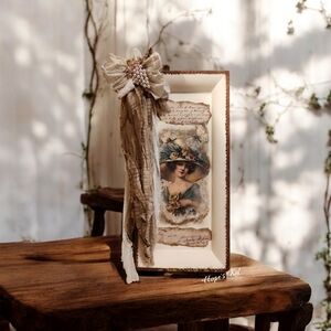 Vintage Style Framed Art with Cream and Brown Accents